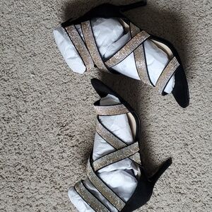 Midnight Velvet Rhinestone Crisscross Sandals